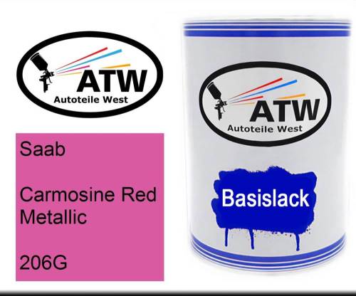 Saab, Carmosine Red Metallic, 206G: 500ml Lackdose, von ATW Autoteile West.